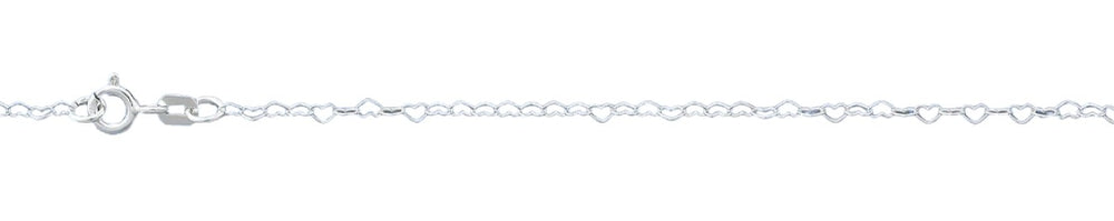 Sterling Silver Polished Open Hearts Anklet