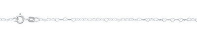 Sterling Silver Polished Open Hearts Anklet
