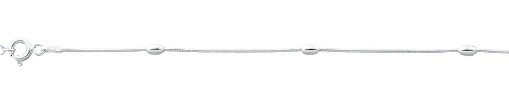 Sterling Silver Polished Oval Beads Anklet