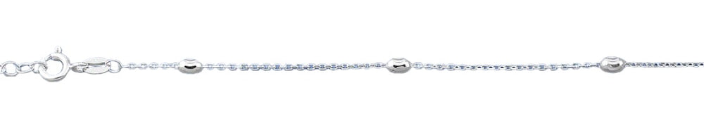Sterling Silver Polished Diamond Cut Bead Anklet