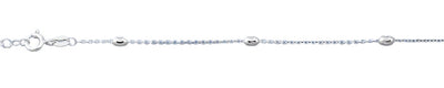 Sterling Silver Polished Diamond Cut Bead Anklet
