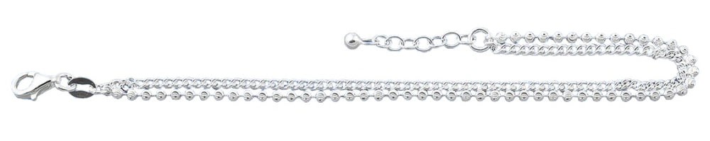 Sterling Silver Polished Double Chain Anklet