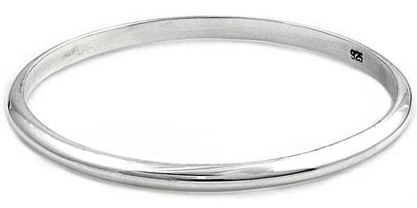 Sterling Silver Polished 4mm Plain Bangle Bracelet
