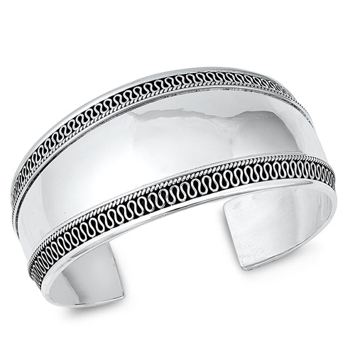 Sterling Silver Oxidized Bali Bangle Bracelet