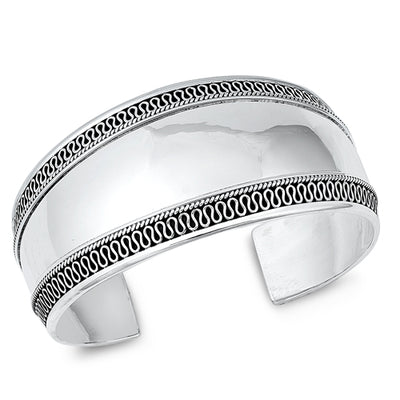 Sterling Silver Oxidized Bali Bangle Bracelet