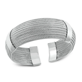 Sterling Silver Polished Faceted Cuff Bracelet