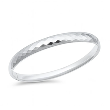 Load image into Gallery viewer, Sterling Silver Polished 6.5mm Snap Closure Faceted Bangle