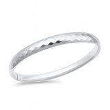 Sterling Silver Polished 6.5mm Snap Closure Faceted Bangle