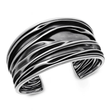 Sterling Silver Oxidized And Polished Wave Cuff Bracelet