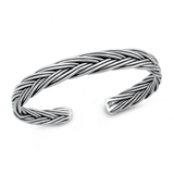 Sterling Silver Oxidized And Polished Braided Cuff Bracelet