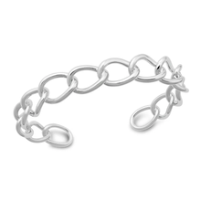 Load image into Gallery viewer, Sterling Silver Polished Open Link Chain Cuff Bracelet