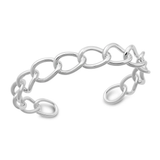 Sterling Silver Polished Open Link Chain Cuff Bracelet