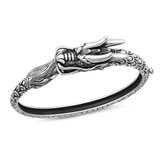 Sterling Silver Oxidized And Polished Dragon Bangle Bracelet