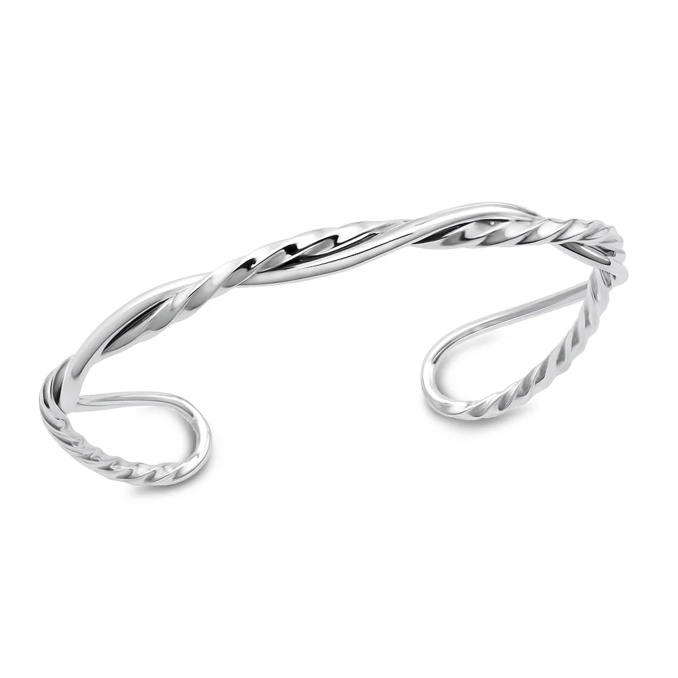 Sterling Silver Oxidized And Polished Twisted Cuff Bracelet