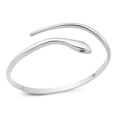 Sterling Silver Polished Snake Cuff Bracelet