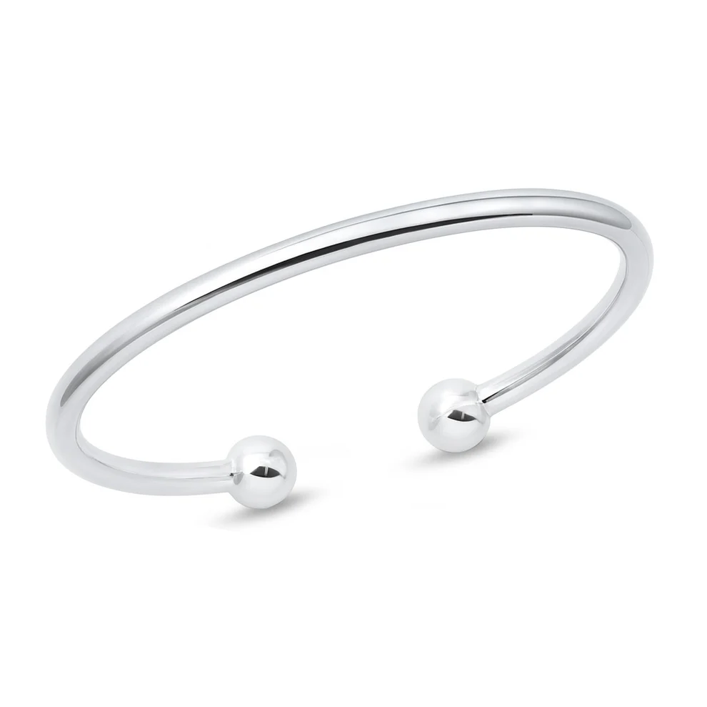 Sterling Silver Polished Ball End Cuff Bracelet