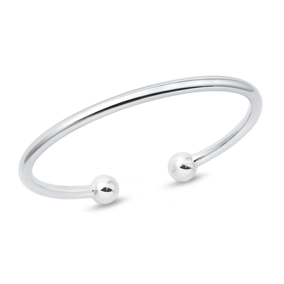 Sterling Silver Polished Ball End Cuff Bracelet