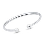 Sterling Silver Polished Ball End Cuff Bracelet