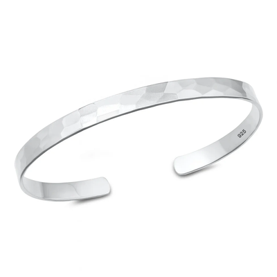 Sterling Silver Polished Handmade Thai Cuff Bracelet