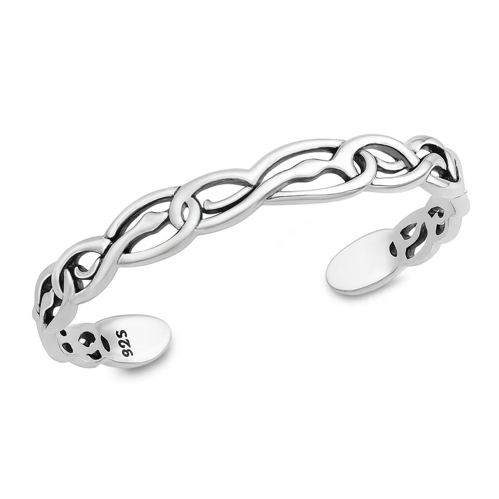 Sterling Silver Oxidized And Polished Snake Cuff Bracelet