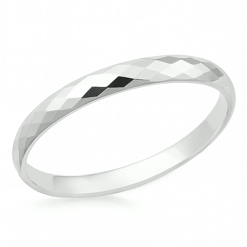 Sterling Silver Polished Faceted Bangle