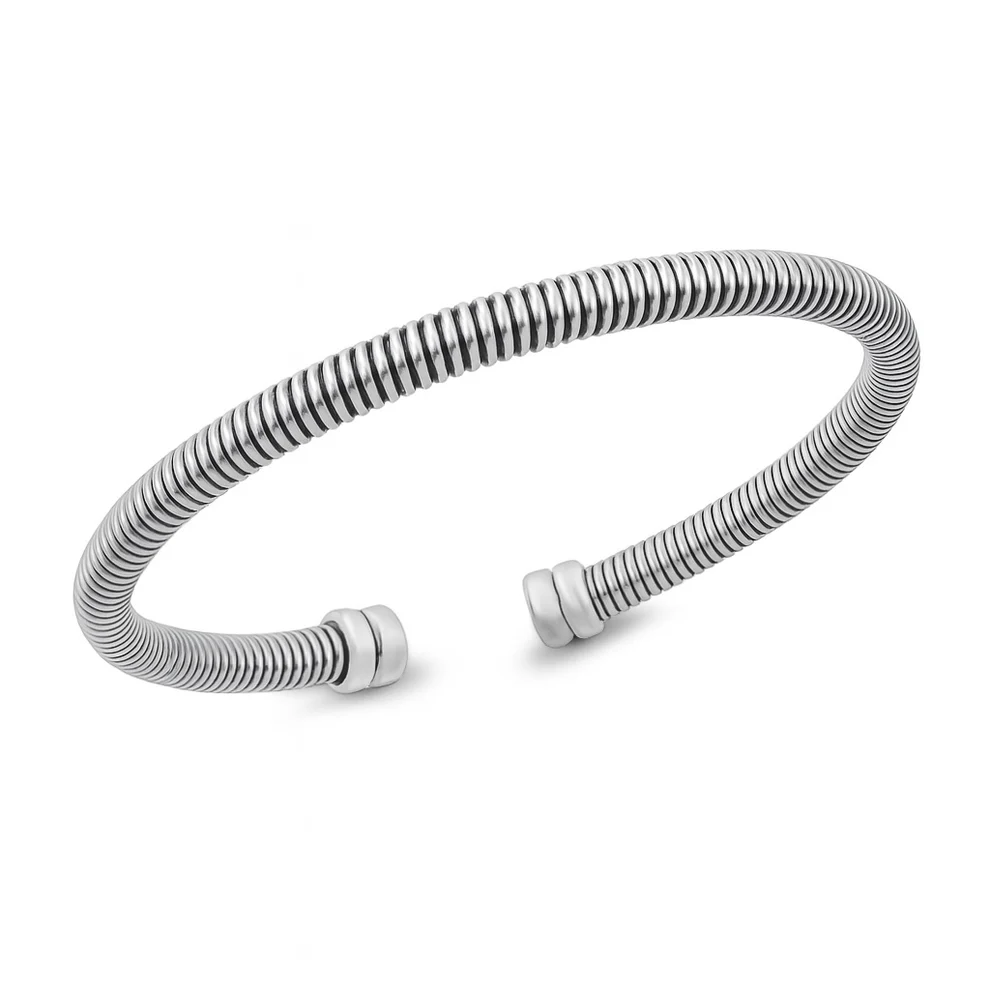 Sterling Silver Oxidized And Polished Coil Cuff Bracelet