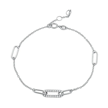 Load image into Gallery viewer, Sterling Silver Pin Link CZ Bracelet