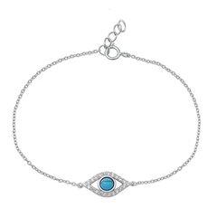 Sterling Silver All Seeing Eye CZ Bracelet