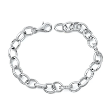 Load image into Gallery viewer, Sterling Silver Rhodium Plated Clear CZ Lock Bracelet