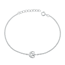 Load image into Gallery viewer, Sterling Silver Rhodium Plated Moon And Star Bracelet