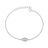 Sterling Silver Rhodium Plated Evil Eye Clear CZ Bracelet