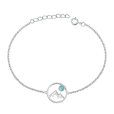 Sterling Silver Rhodium Plated Turquoise Stone Mountains Bracelet