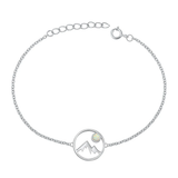Sterling Silver Rhodium Plated White Lab Opal Mountains Bracelet