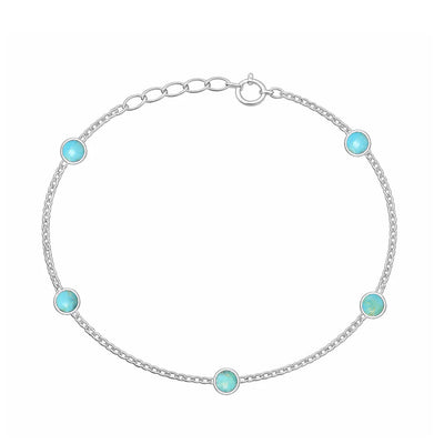 Sterling Silver Rhodium Plated Turquoise Stone Bracelet