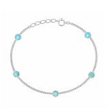 Sterling Silver Rhodium Plated Turquoise Stone Bracelet