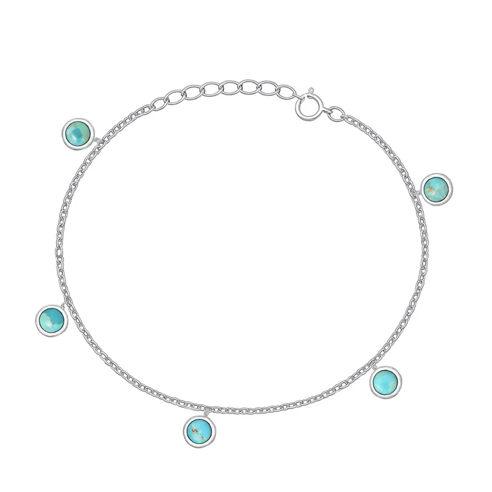 Sterling Silver Rhodium Plated Turquoise CZ Bracelet
