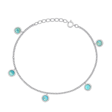 Load image into Gallery viewer, Sterling Silver Rhodium Plated Turquoise CZ Bracelet