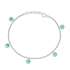 Sterling Silver Rhodium Plated Turquoise CZ Bracelet