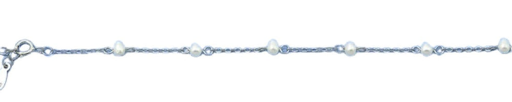 Sterling Silver Rhodium Plated 3.8mm Genuine Pearls Bracelet