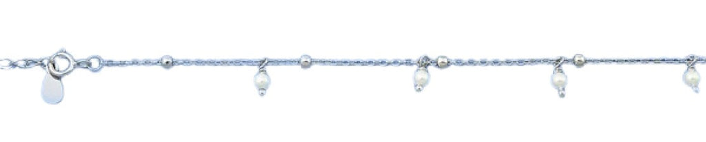Sterling Silver Rhodium Plated Genuine Pearls Bracelet