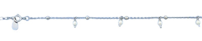 Sterling Silver Rhodium Plated Genuine Pearls Bracelet