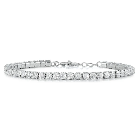 Sterling Silver Rhodium Plated 2.8mm Clear CZ Tennis Bracelet