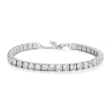 Load image into Gallery viewer, Sterling Silver Rhodium Plated 4.1mm Clear CZ Tennis Bracelet