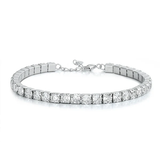 Sterling Silver Rhodium Plated 4.1mm Clear CZ Tennis Bracelet