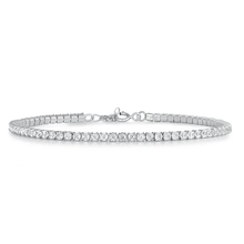Load image into Gallery viewer, Sterling Silver Rhodium Plated Clear CZ Round Tennis Bracelet