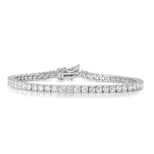 Load image into Gallery viewer, Sterling Silver Rhodium Plated Clear CZ Tennis Bracelet