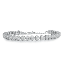 Load image into Gallery viewer, Sterling Silver Rhodium Plated Hearts Clear CZ Bracelet