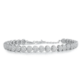 Sterling Silver Rhodium Plated Hearts Clear CZ Bracelet