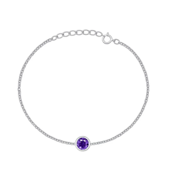 Sterling Silver Rhodium Plated Amethyst CZ Bracelet