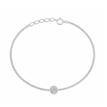 Load image into Gallery viewer, Sterling Silver Rhodium Plated Round Clear CZ Solitaire Bracelet